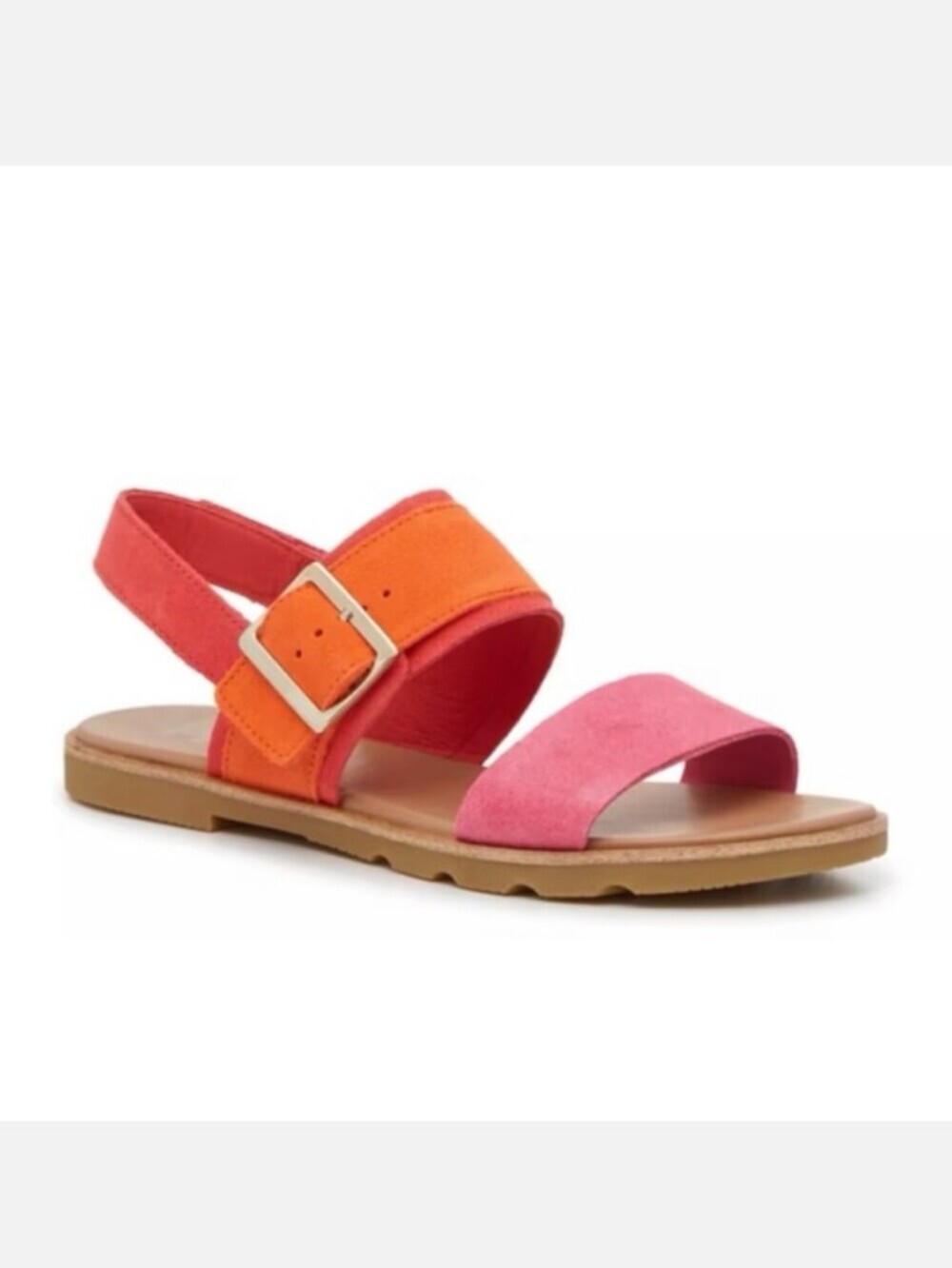 Sorel Ella III Slingback Sandals Suede Adjustable Buckle Pink Orange Size 8.5